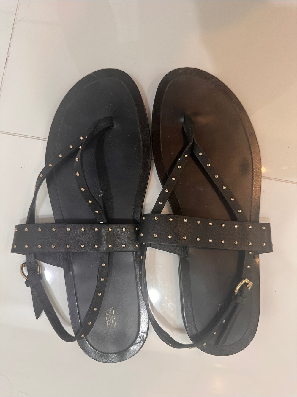 Zara Black Studded Strap Sandals
